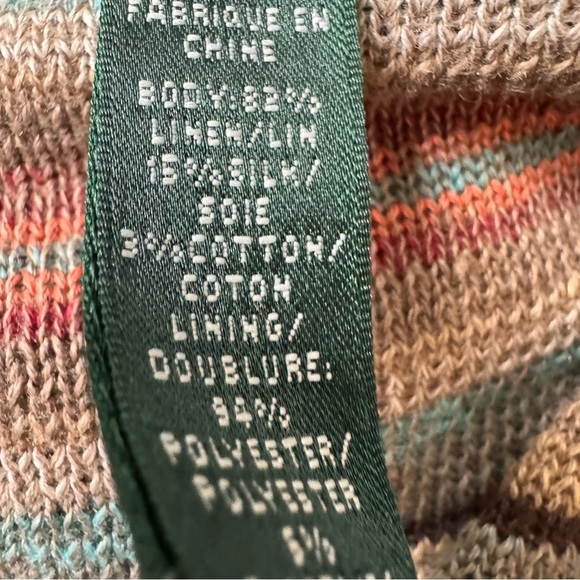 Lauren Ralph Lauren Linen Tan Multi-Colored Striped Sleeveless Sweater Dress - Picture 14 of 15